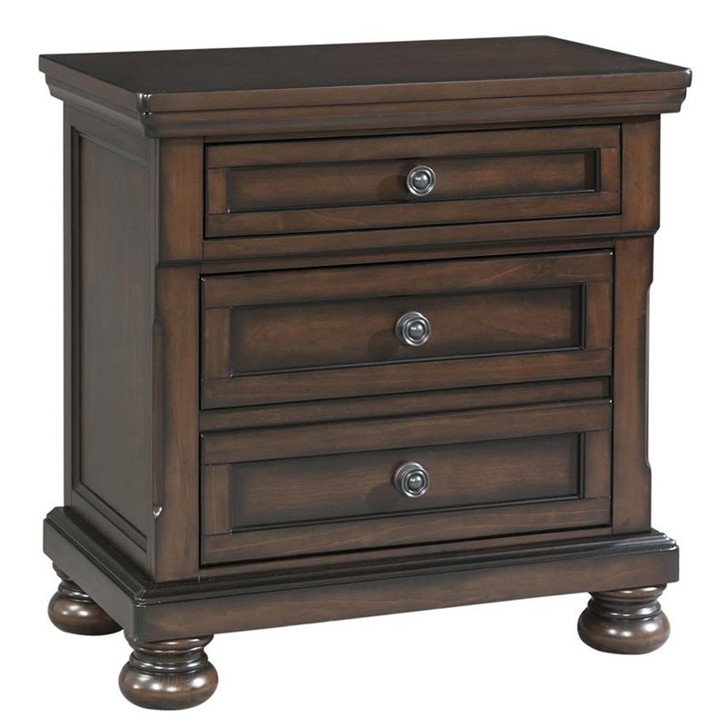 Bowery Hill Modern styled Metal Brown Finish Nightstand with USB