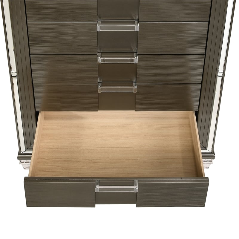 Bowery Hill Transitional Wood Brown Finish 5-Drawer Flip-Top Chest