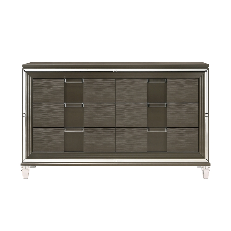 Bowery Hill Transitional Wood Brown Finish Six Drawer Dresser