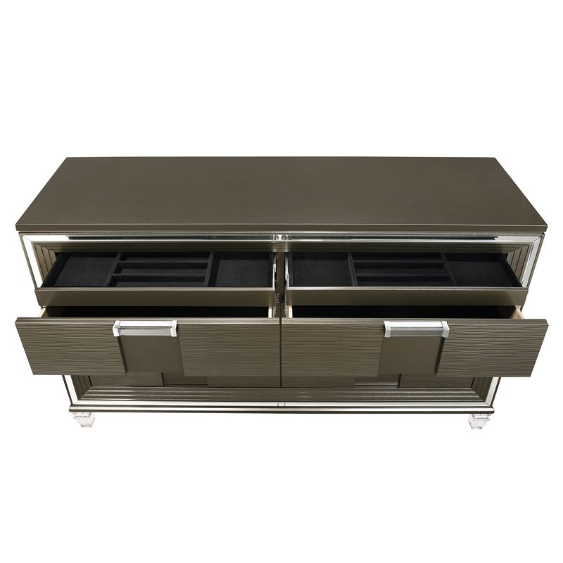 Bowery Hill Transitional Wood Brown Finish Six Drawer Dresser