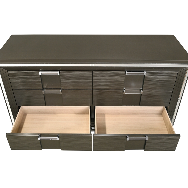 Bowery Hill Transitional Wood Brown Finish Six Drawer Dresser