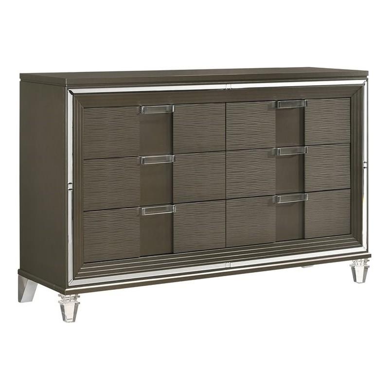 Bowery Hill Transitional Wood Brown Finish Six Drawer Dresser