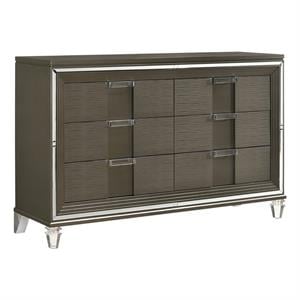Bowery Hill Transitional Wood Brown Finish Six Drawer Dresser