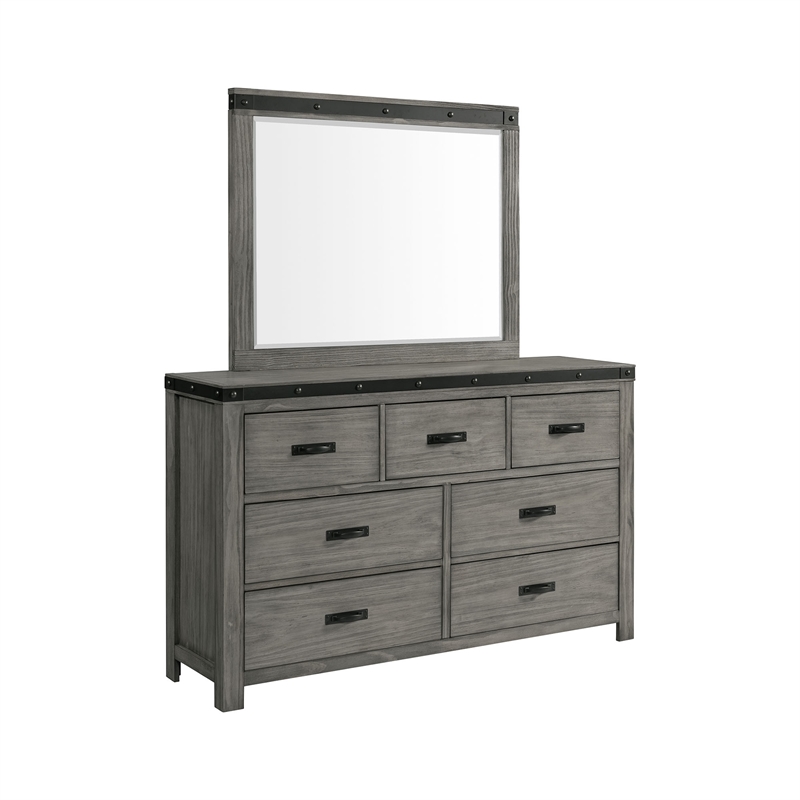 Bowery Hill Transitional Wood Gray Queen Panel 4PC Bedroom Set