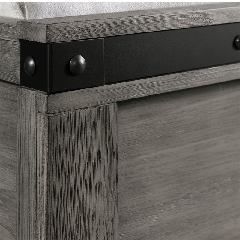 Bowery Hill Transitional Wood Gray Queen Panel 4PC Bedroom Set