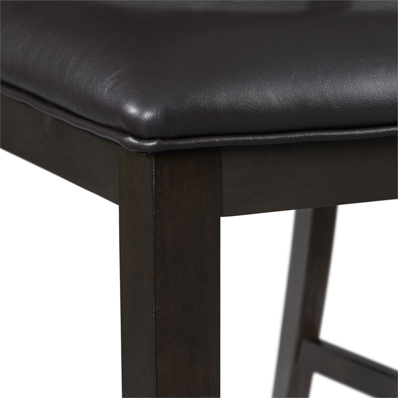 Bowery Hill Wood Counter Height Faux Leather Side Chair Set in Walnut