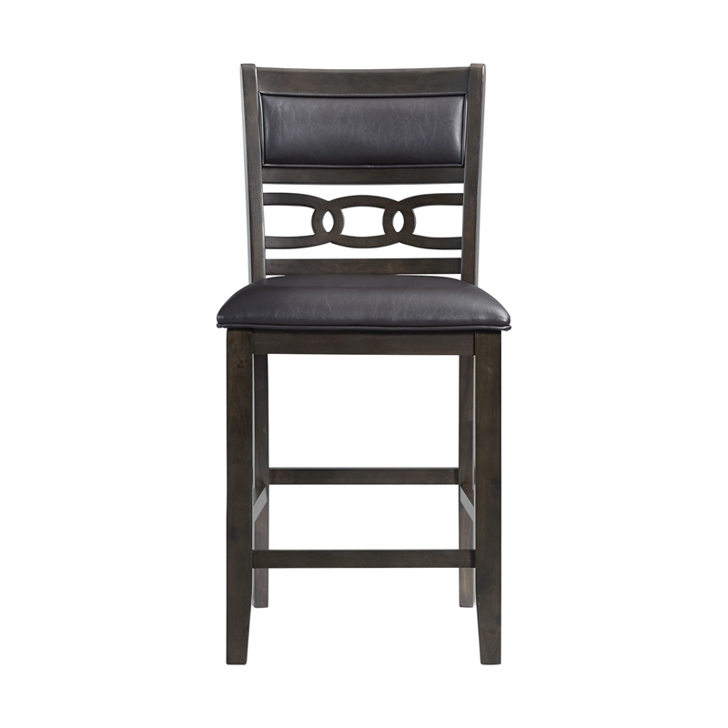 Bowery Hill Wood Counter Height Faux Leather Side Chair Set in Walnut