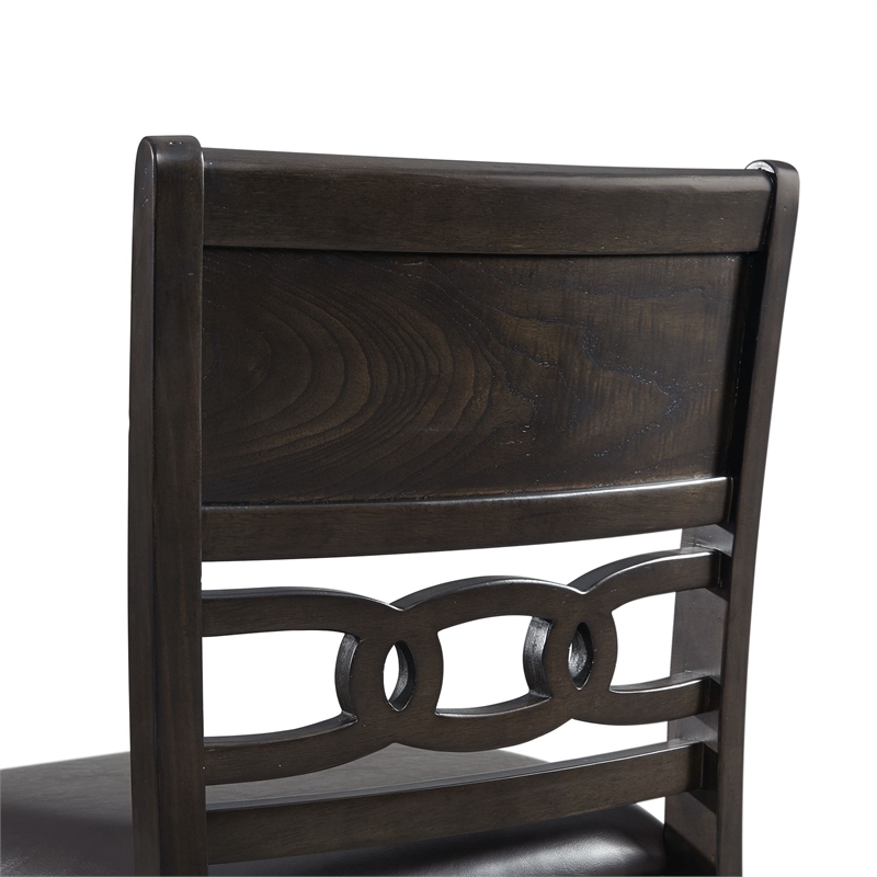 Bowery Hill Wood Counter Height Faux Leather Side Chair Set in Walnut