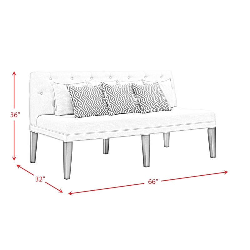 Bowery Hill Contemporary Wood Sofa with Seven Pillows in Beige