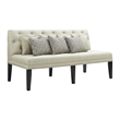 Bowery Hill Contemporary Wood Sofa with Seven Pillows in Beige
