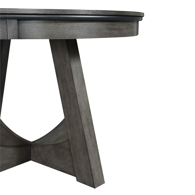 Bowery Hill Modern Wood Gray Finish Round Game Table with Inset Cup Holders