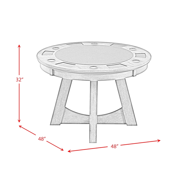 Bowery Hill Modern Wood Gray Finish Round Game Table with Inset Cup Holders