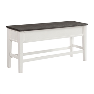 bowery hill farmhouse wood storage counter dining bench in gray