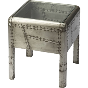 Bowery Hill Modern Metal Midway Aviator End Table in Silver/Dark Gray