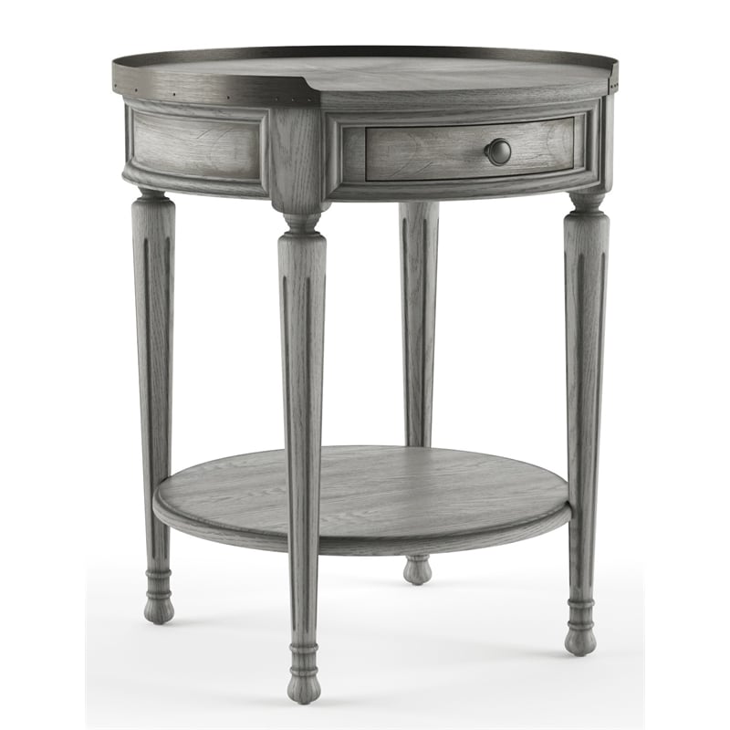Bowery Hill Transitional Engineered Wood Powder Gray Wood Accent Table