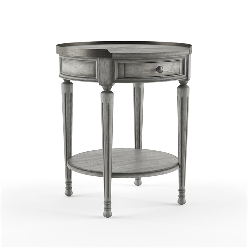 Bowery Hill Transitional Engineered Wood Powder Gray Wood Accent Table