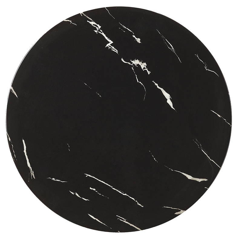 Bowery Hill Transitional Stainless Steel Marble Accent Table in Black and Gold
