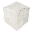 Bowery Hill Transitional White Hair on Hide with Silver Spots Ottoman