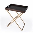 Bowery Hill Transitional Brown Mango Wood and Gold Cross Legs Tray Table
