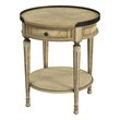 Bowery Hill Traditional Wood Side Table with Storage - Antique Beige