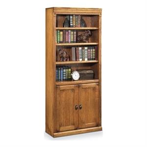 bowery hill transitional brown oxford wood bookcase with lower doors natural