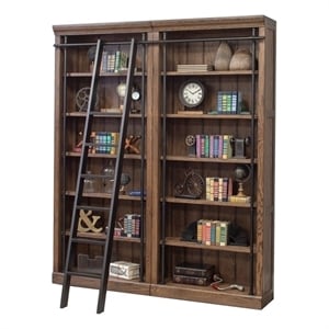 Bowery Hill 2 pc 5-Adjustable Shelf Tall Modern Wood Bookcase in Oak