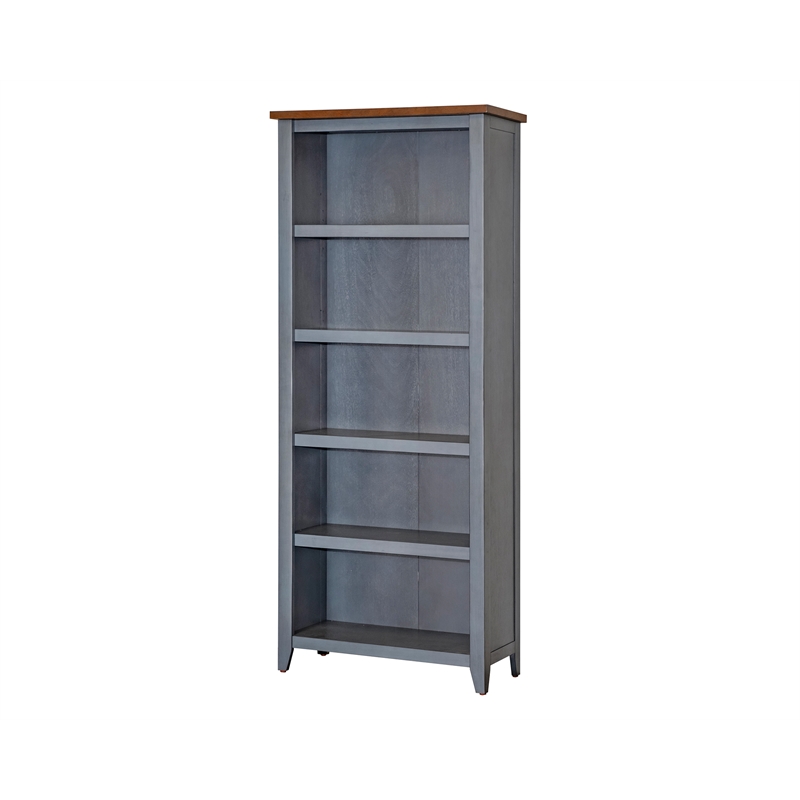 Bowery Hill Open Wood Bookcase Bookcase in Blue