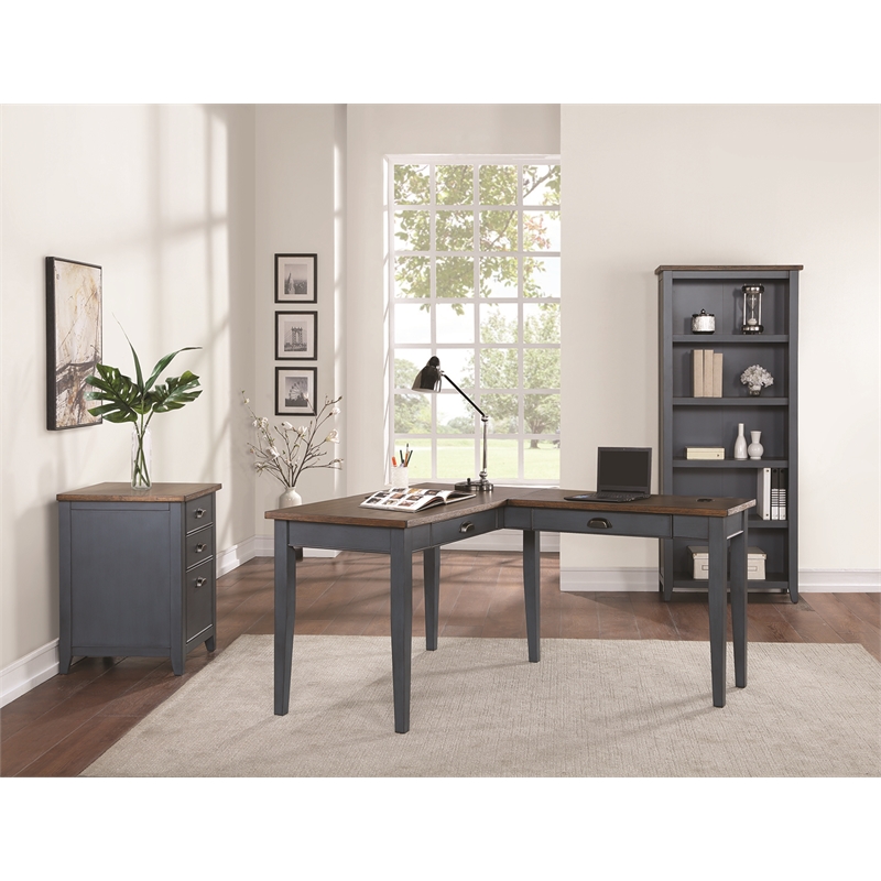 Bowery Hill Open Wood Bookcase Bookcase in Blue