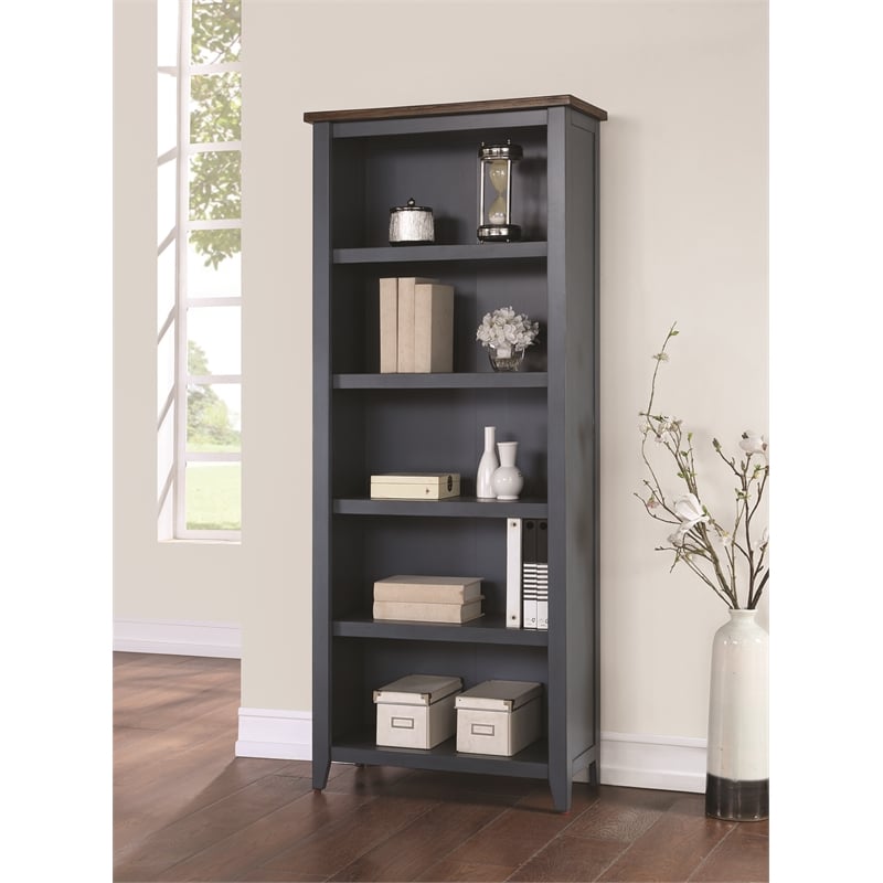 Bowery Hill Open Wood Bookcase Bookcase in Blue