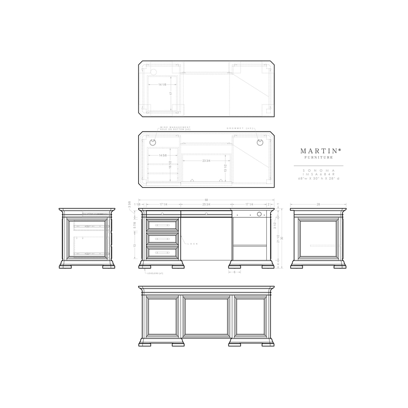 Bowery Hill Executive L-Desk & Return With Solid Wood Plank Top Brown