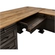 Bowery Hill Executive L-Desk & Return With Solid Wood Plank Top Brown