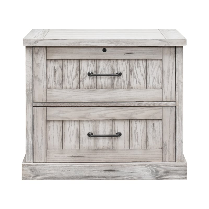 Bowery Hill Farmhouse Wood Lateral File With Locking File Drawer in White