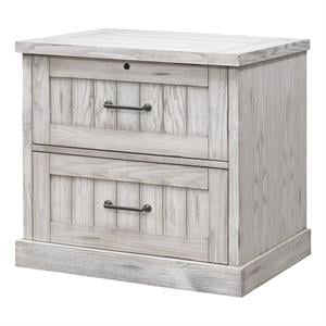 Bowery Hill Farmhouse Wood Lateral File With Locking File Drawer in White
