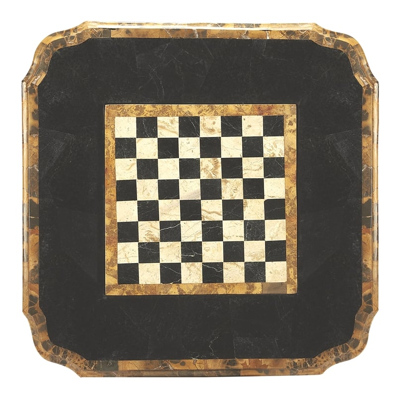 Bowery Hill Traditional Multi-Color Wood Brown Square Pedestal Game Table