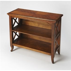 Bowery Hill Transitional Wood Brown Olive Ash Burl Low Bookcase