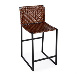Bowery Hill 27&quot Transitional Metal Counter Stool in Brown/Black
