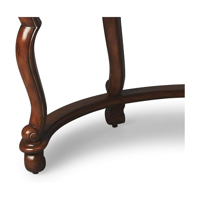Bowery Hill Traditional Wood Crescent Writing Desk in Medium Brown
