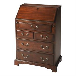 bowery hill wood cherry finish traditional drop front secretary in