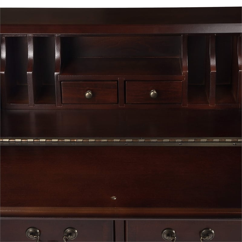 Bowery Hill Wood Cherry Finish Traditional Drop Front Secretary in