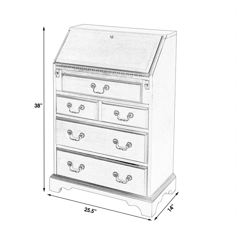 Bowery Hill Wood Cherry Finish Traditional Drop Front Secretary in