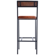 Bowery Hill Contemporary Leather & Metal Bar Stool in Brown Finish