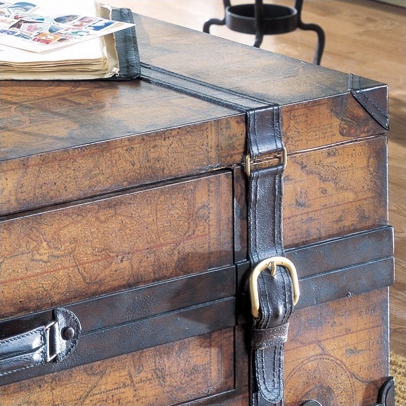 Bowery Hill Modern Wood Top Brown Finish Wood Trunk Coffee Table