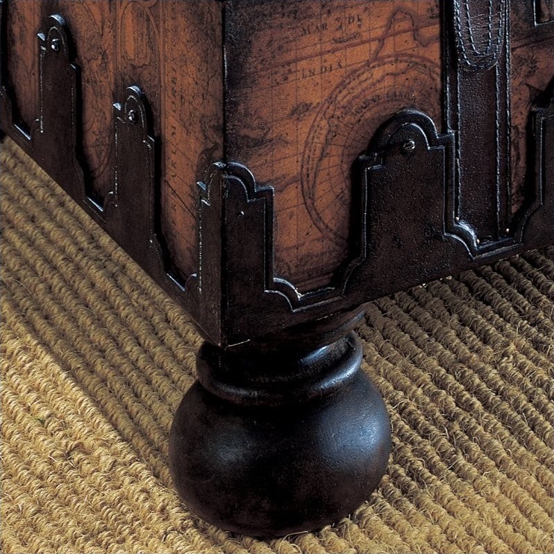 Bowery Hill Modern Wood Top Brown Finish Wood Trunk Coffee Table