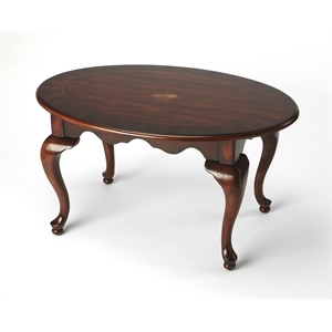 Bowery Hill Traditional Wood Brown Finish Oval Cocktail Table