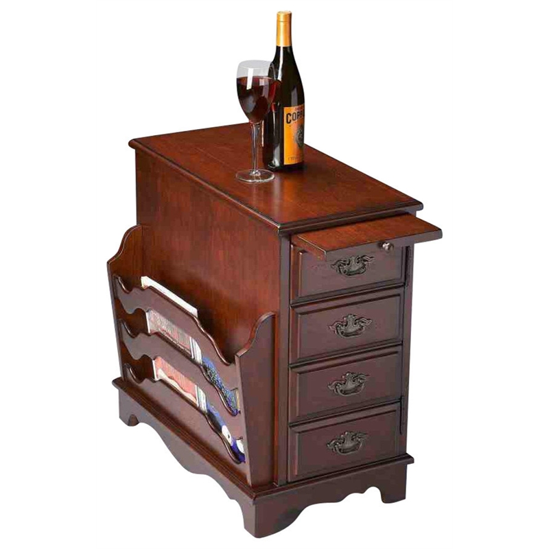 Bowery Hill Modern Solid Wood Top Magazine Table in Cherry Finish