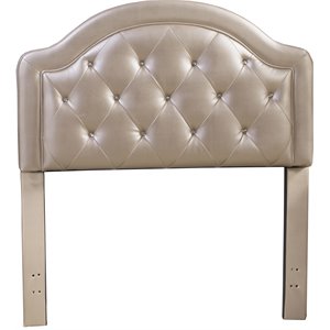 bowery hill modern gold twin faux leather champagne headboard