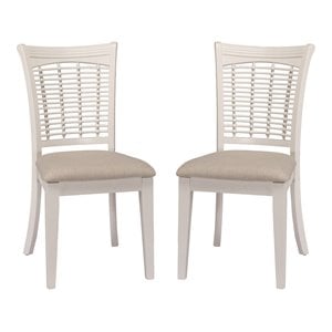 Bowery Hill 19&quot Coastal Wood Dining Chairs in White (Set of 2)