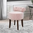 Bowery Hill Contemporary Wood/Fabric Vanity Stool in Pink Finish
