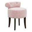 Bowery Hill Contemporary Wood/Fabric Vanity Stool in Pink Finish