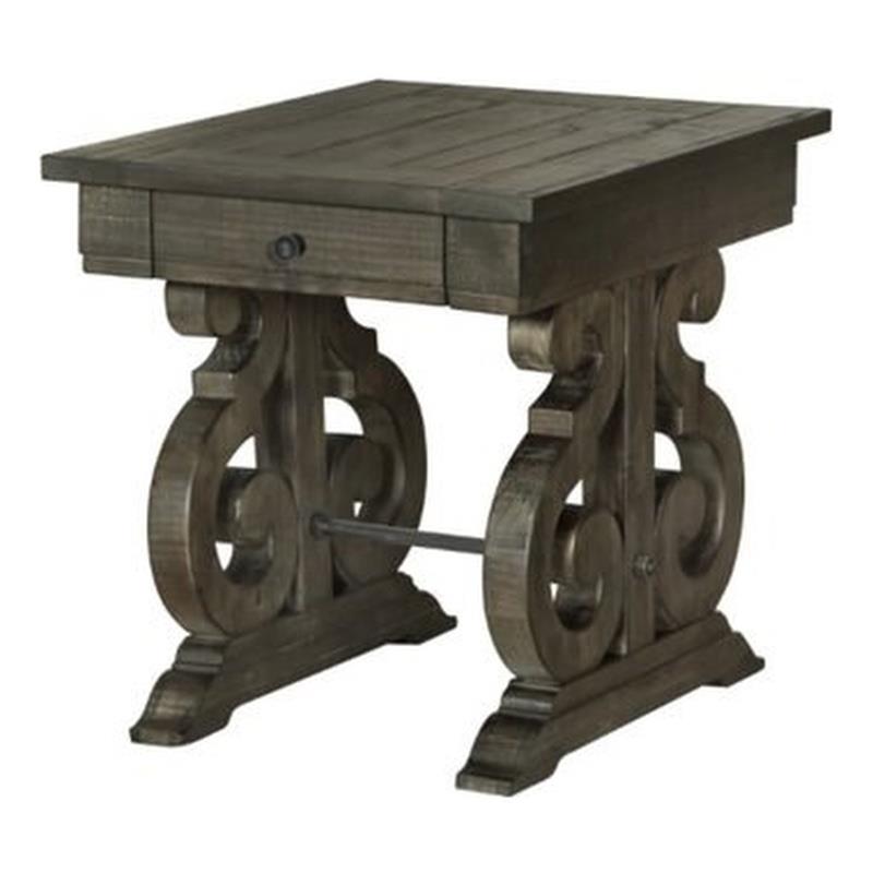 Bowery Hill Modern styled Wood End Table in Peppercorn Pine Finish